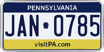 PA license plate JAN0785