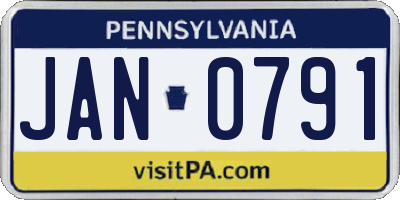 PA license plate JAN0791