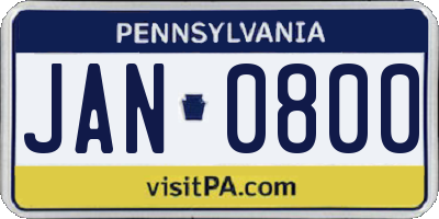 PA license plate JAN0800