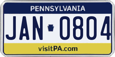 PA license plate JAN0804