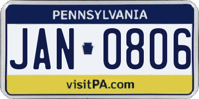 PA license plate JAN0806