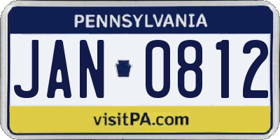 PA license plate JAN0812