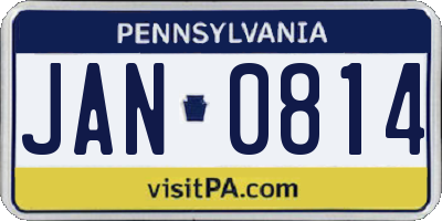 PA license plate JAN0814