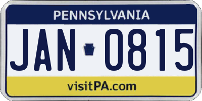 PA license plate JAN0815