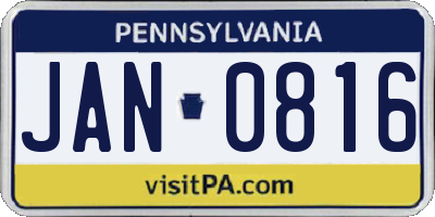 PA license plate JAN0816