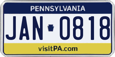 PA license plate JAN0818