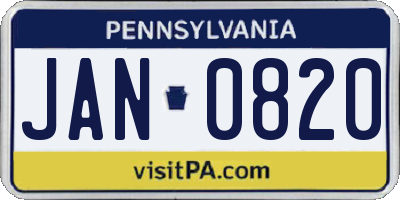 PA license plate JAN0820