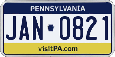 PA license plate JAN0821