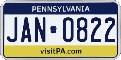 PA license plate JAN0822