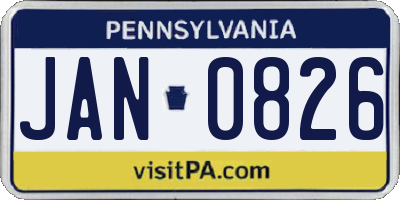 PA license plate JAN0826