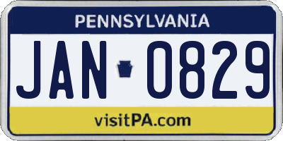 PA license plate JAN0829