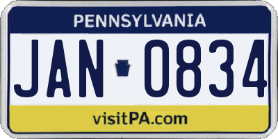 PA license plate JAN0834