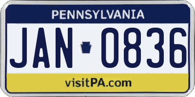 PA license plate JAN0836