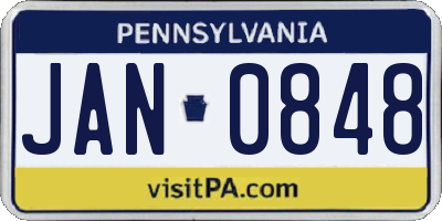 PA license plate JAN0848