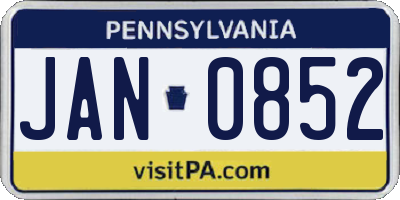 PA license plate JAN0852