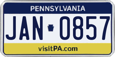 PA license plate JAN0857