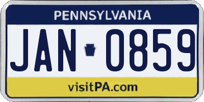 PA license plate JAN0859