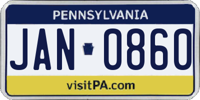 PA license plate JAN0860