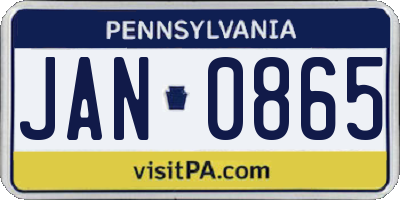 PA license plate JAN0865