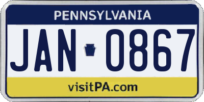 PA license plate JAN0867