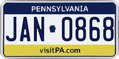 PA license plate JAN0868