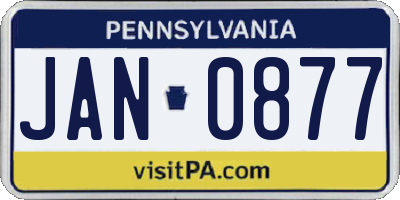 PA license plate JAN0877