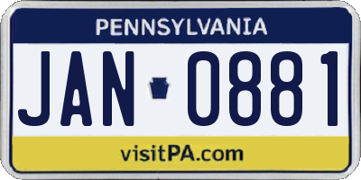 PA license plate JAN0881