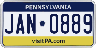 PA license plate JAN0889