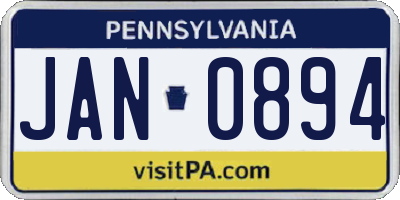 PA license plate JAN0894