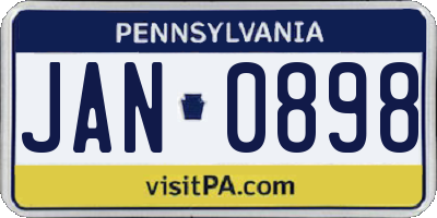 PA license plate JAN0898