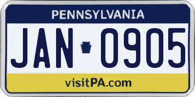 PA license plate JAN0905