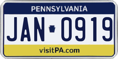 PA license plate JAN0919
