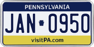 PA license plate JAN0950