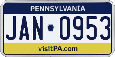 PA license plate JAN0953