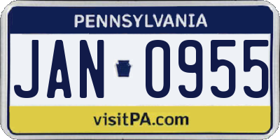 PA license plate JAN0955