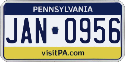 PA license plate JAN0956