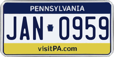 PA license plate JAN0959