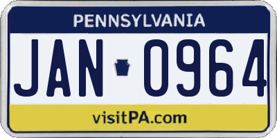 PA license plate JAN0964