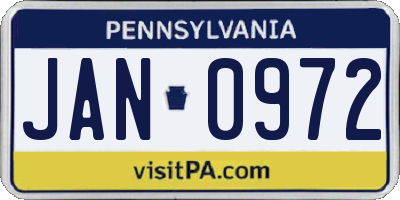 PA license plate JAN0972