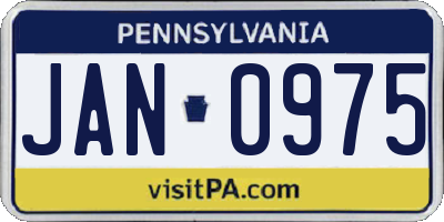 PA license plate JAN0975