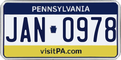 PA license plate JAN0978