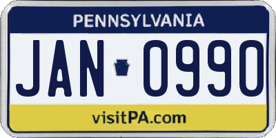 PA license plate JAN0990