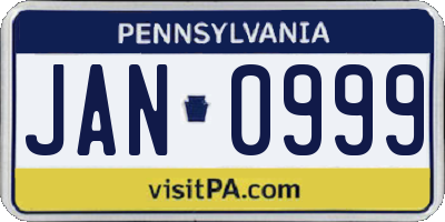 PA license plate JAN0999