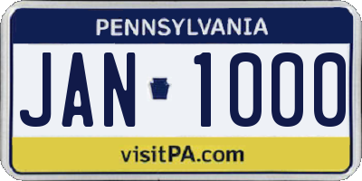 PA license plate JAN1000
