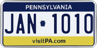 PA license plate JAN1010