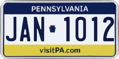 PA license plate JAN1012