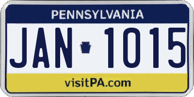 PA license plate JAN1015