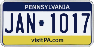 PA license plate JAN1017