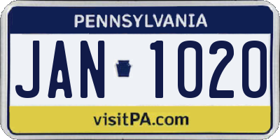 PA license plate JAN1020