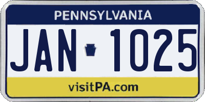 PA license plate JAN1025